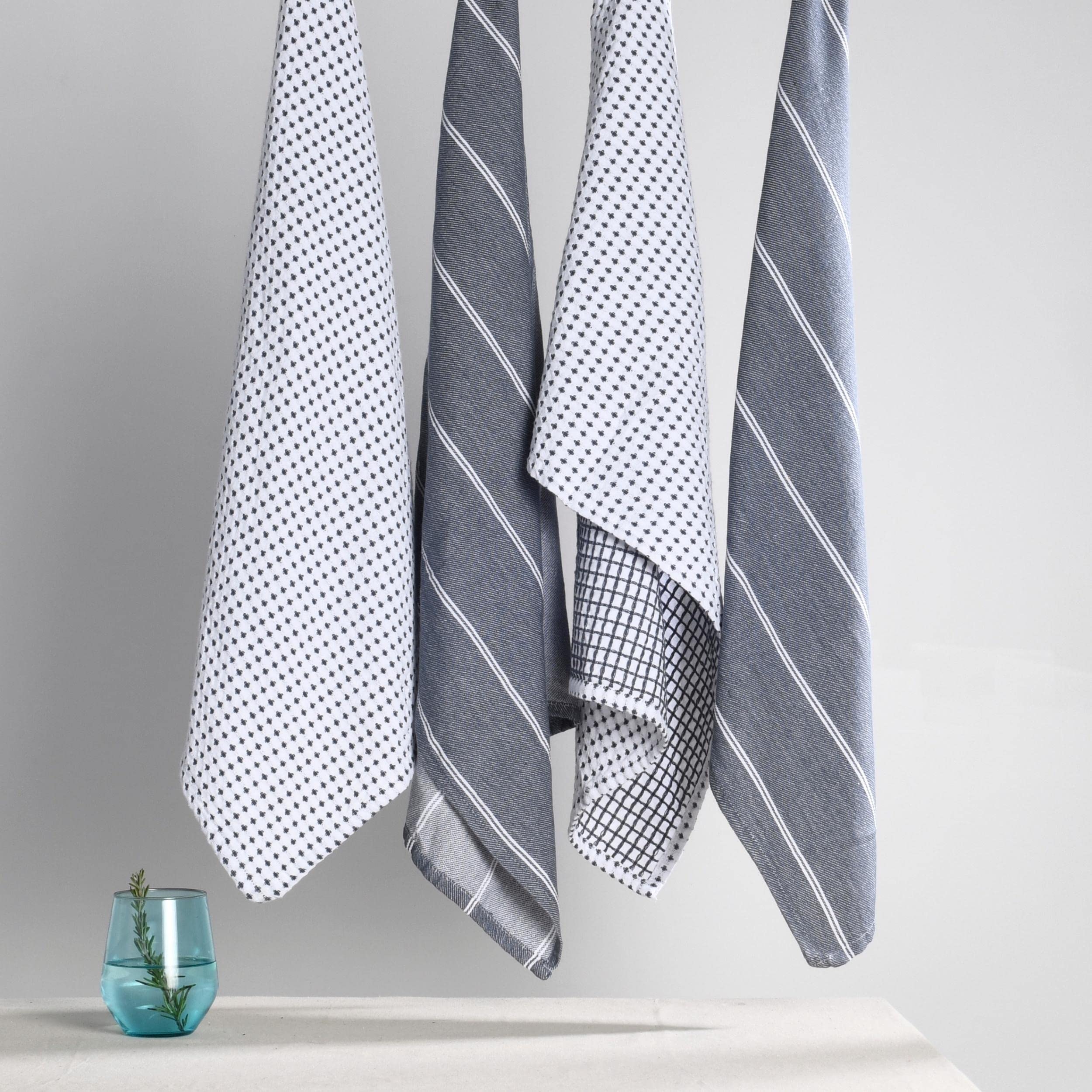 Folkulture 20" x 28" Set of 4 Kitchen Towel - Tuscany - Charcoal Gray