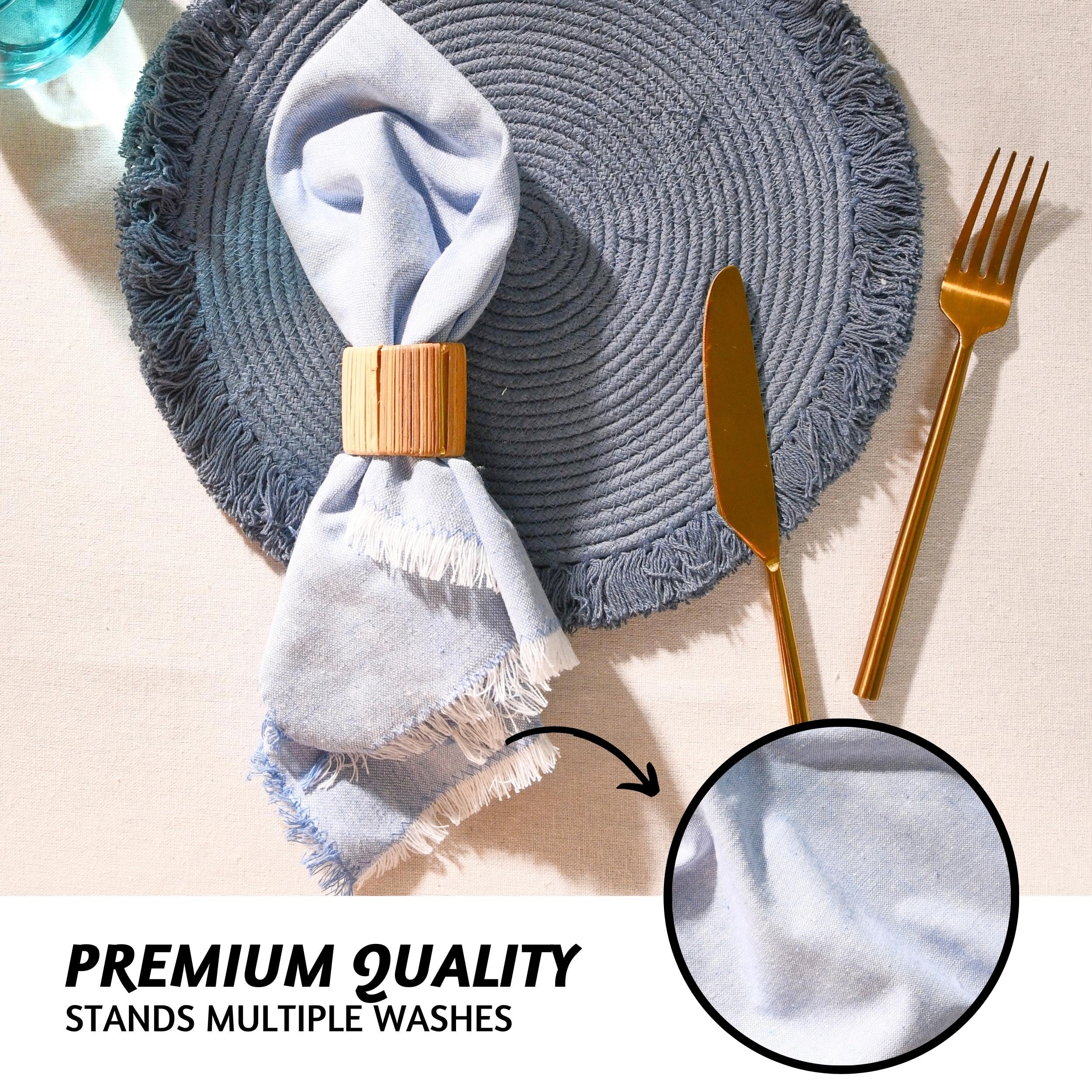 Folkulture Cloth Napkins Set of 12 (18 X 18") 100% Cotton Table Napkins for Parties | Reusable Linen Napkins for Guests &Home Décor (Aqua Blue)