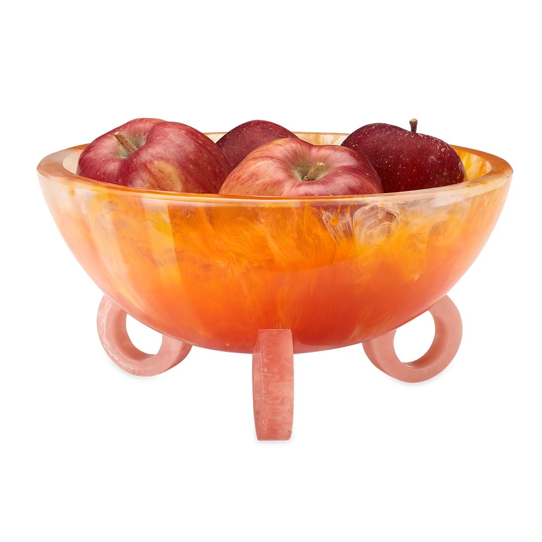 9" Orange Burst & Pink Resin Fruit Bowl