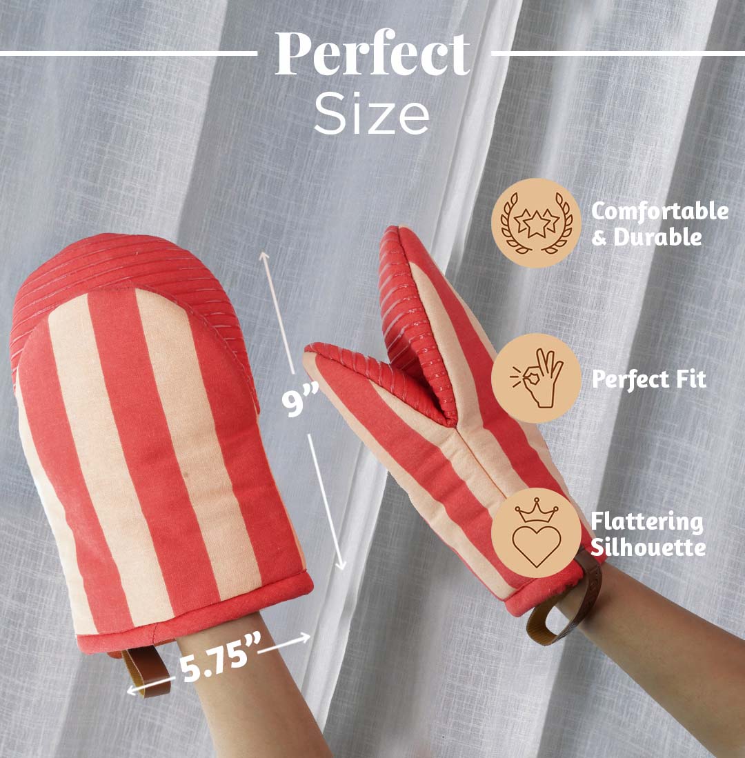 Folkulture Mini Mitts 100% cotton with Silicon  Heat Resistant Kitchen & Baking Mitts - Candy Cane