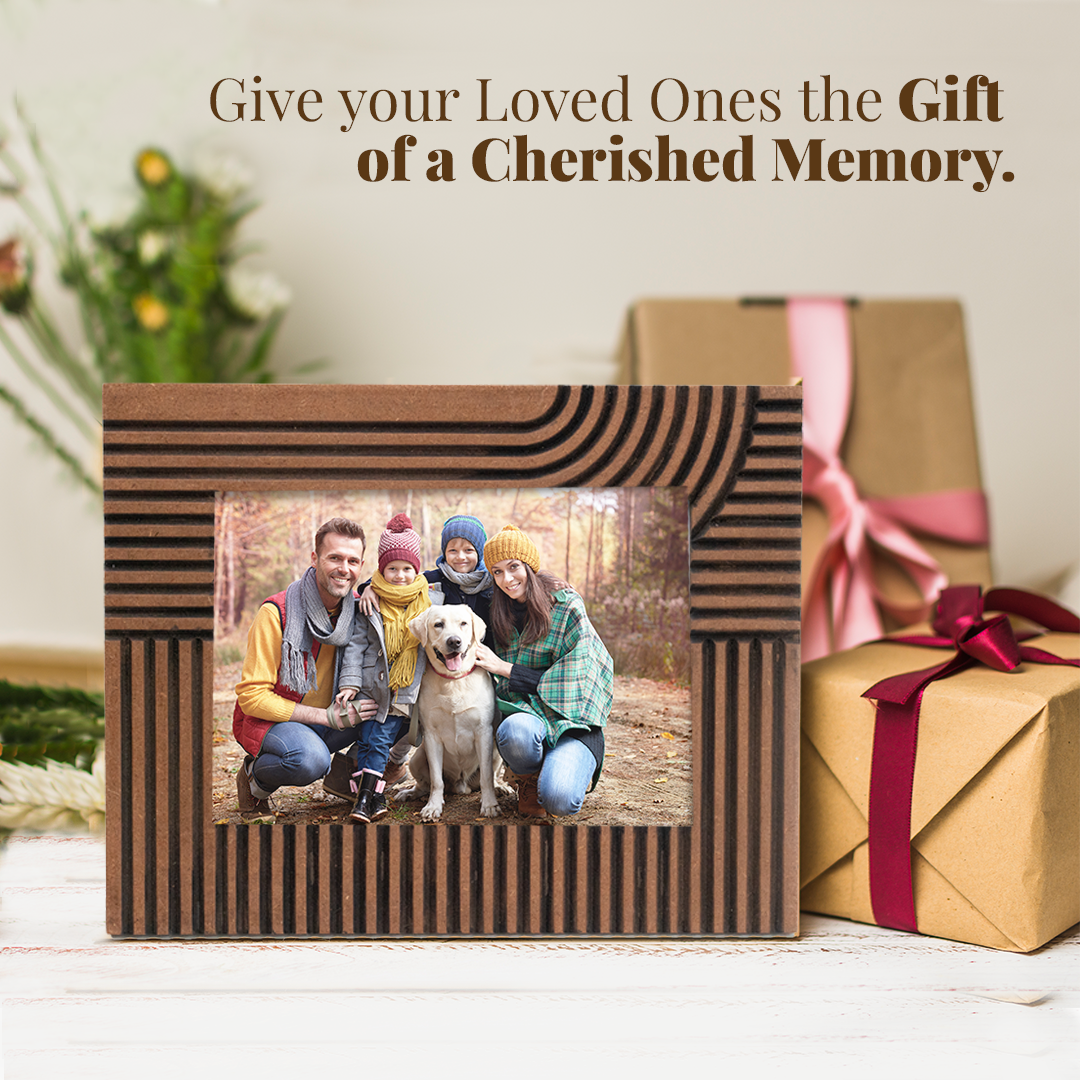 Folkulture Picture Frames 5" x 7" Wooden Picture Frame or Photo Frames for Wall or Poster Frame, Photo Wall Display Gifts for Women (Linear Tales)