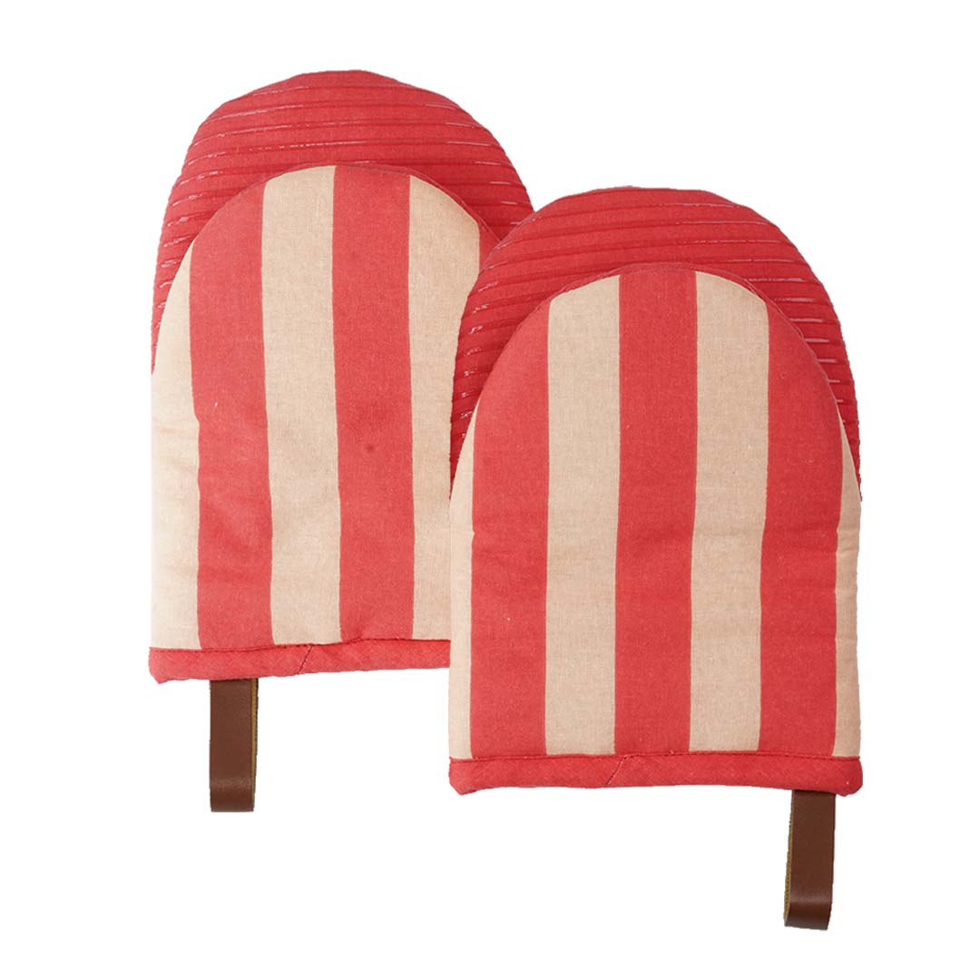 Folkulture Mini Mitts 100% cotton with Silicon  Heat Resistant Kitchen & Baking Mitts - Candy Cane