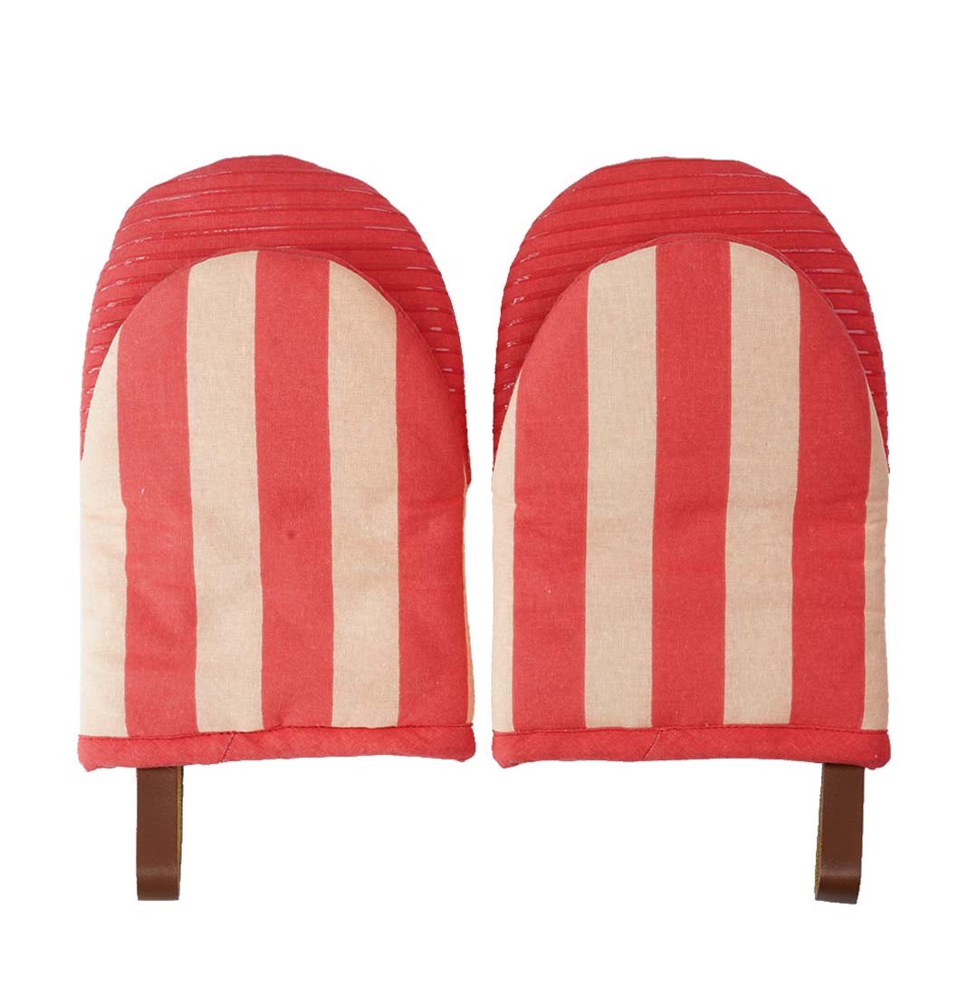 Folkulture Mini Mitts 100% cotton with Silicon  Heat Resistant Kitchen & Baking Mitts - Candy Cane