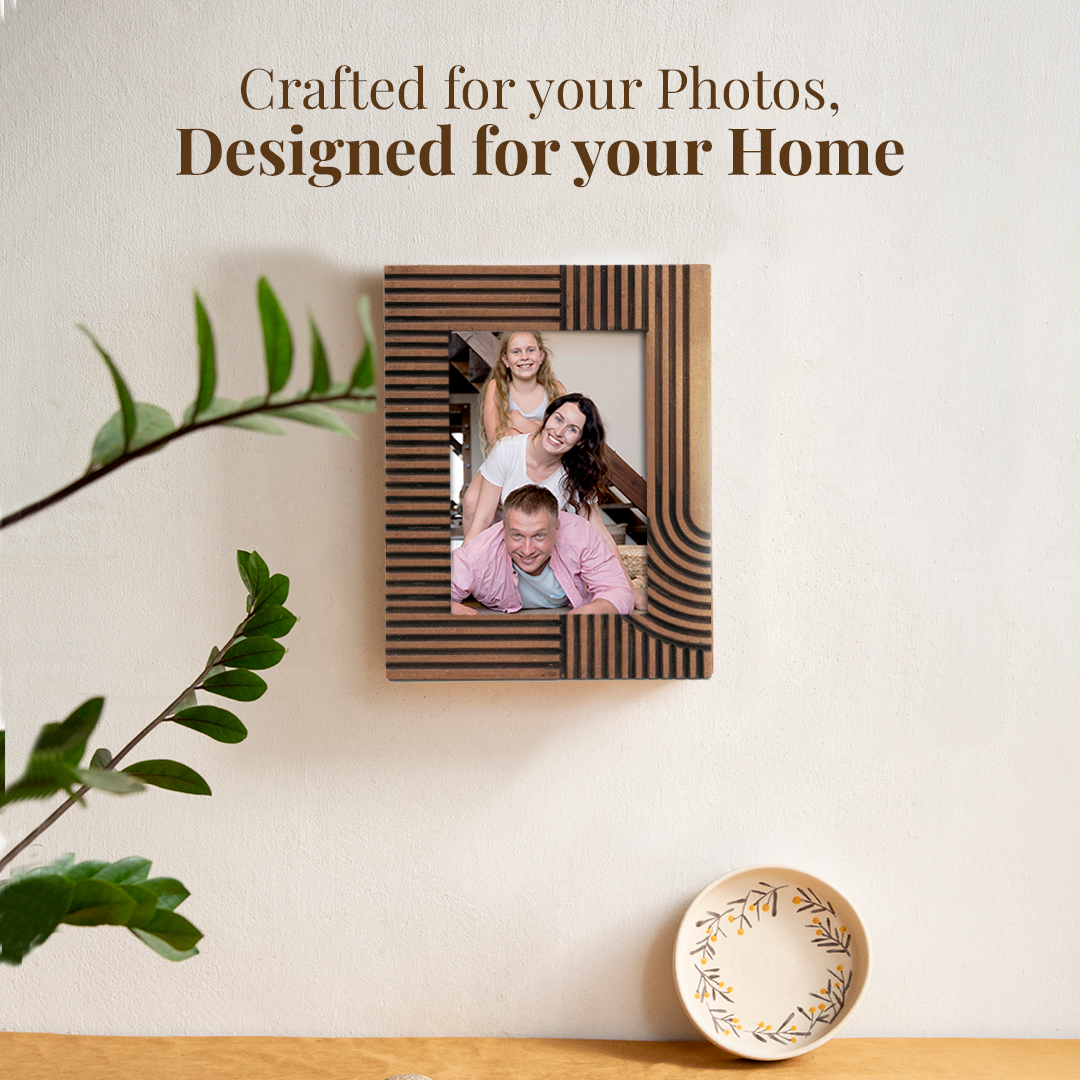 Folkulture Picture Frames 5" x 7" Wooden Picture Frame or Photo Frames for Wall or Poster Frame, Photo Wall Display Gifts for Women (Linear Tales)