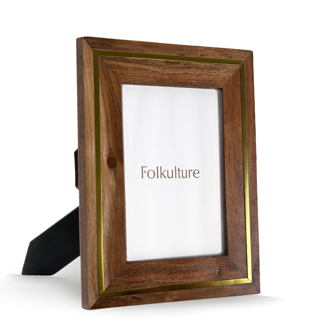 Folkulture Picture Frames 5" x 7" Wooden & Metal Picture Frame or Photo Frames for Wall, Photo Wall Display Gifts for Women (Rustic Roots)