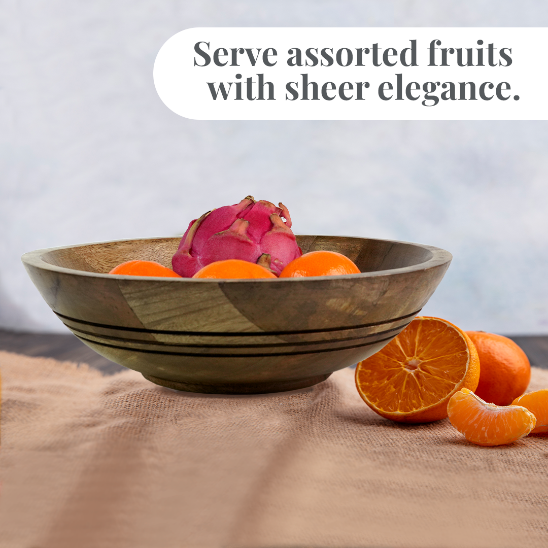 Folkulture 10" Mango Wood Melo Fruit Bowl - Natural