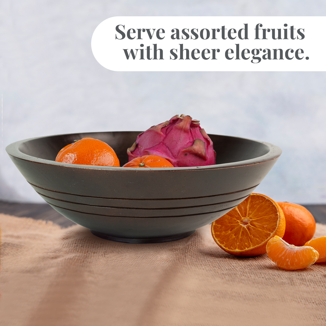 Folkulture 10" Mango Wood Melo Fruit Bowl - Walnut