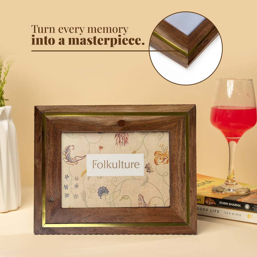 Folkulture Picture Frames 5" x 7" Wooden & Metal Picture Frame or Photo Frames for Wall, Photo Wall Display Gifts for Women (Rustic Roots)