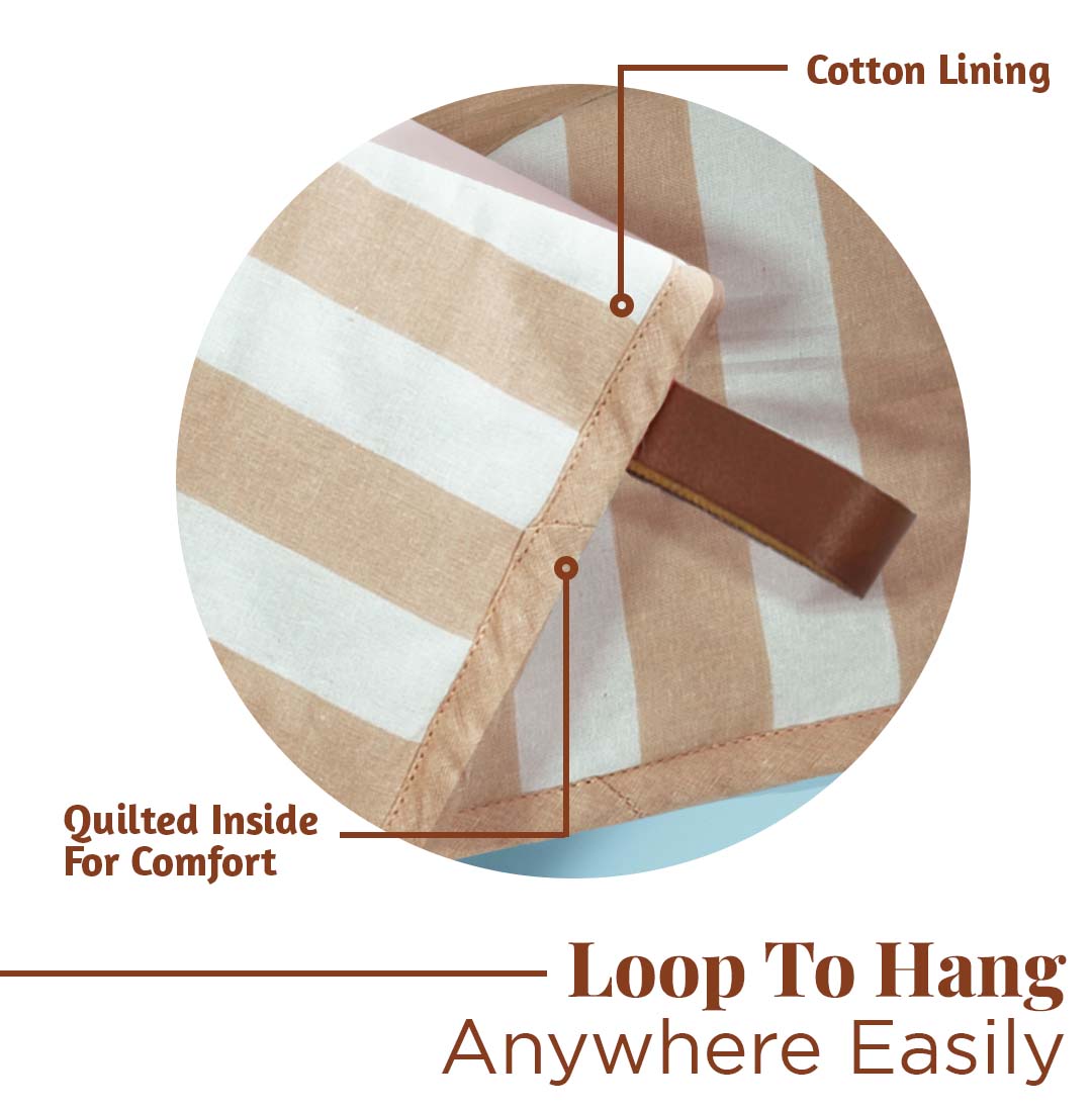 Folkulture Mini Mitts 100% cotton with Silicon Heat Resistant Kitchen & Baking Mitts - latte