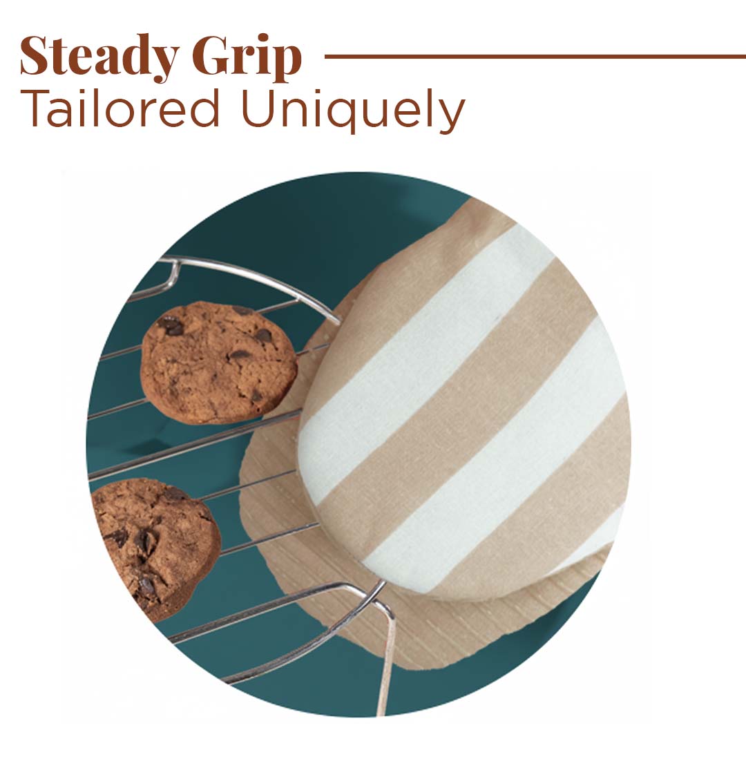 Folkulture Mini Mitts 100% cotton with Silicon Heat Resistant Kitchen & Baking Mitts - latte