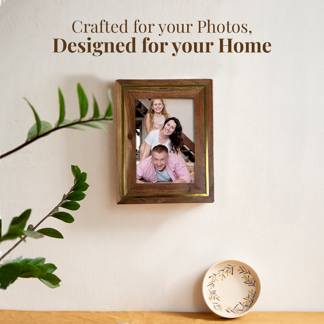 Folkulture Picture Frames 5" x 7" Wooden & Metal Picture Frame or Photo Frames for Wall, Photo Wall Display Gifts for Women (Rustic Roots)