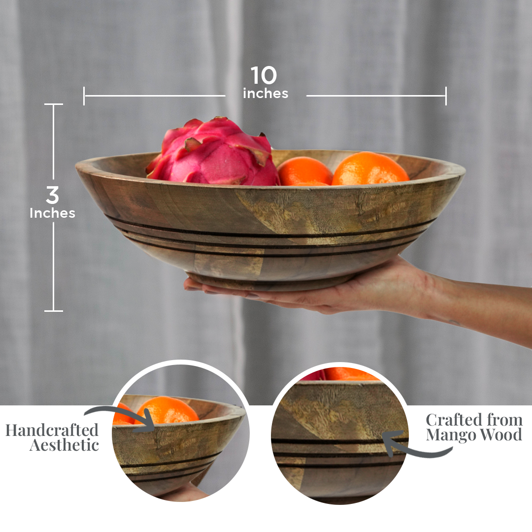 Folkulture 10" Mango Wood Melo Fruit Bowl - Natural