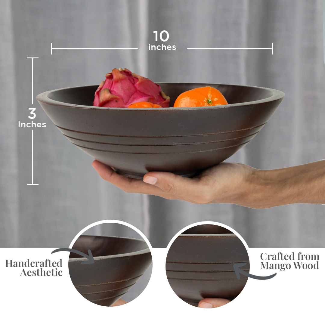 Folkulture 10" Mango Wood Melo Fruit Bowl - Walnut