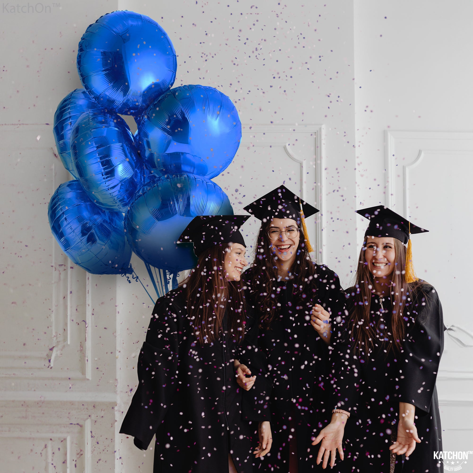 KatchOn, Royal Blue Balloons - 18 Inch, Pack of 6 | Royal Blue Mylar Balloons for Blue Birthday Decorations | Metallic Blue Balloons | Blue Foil Balloons for Blue Party Decorations, Blue Decorations