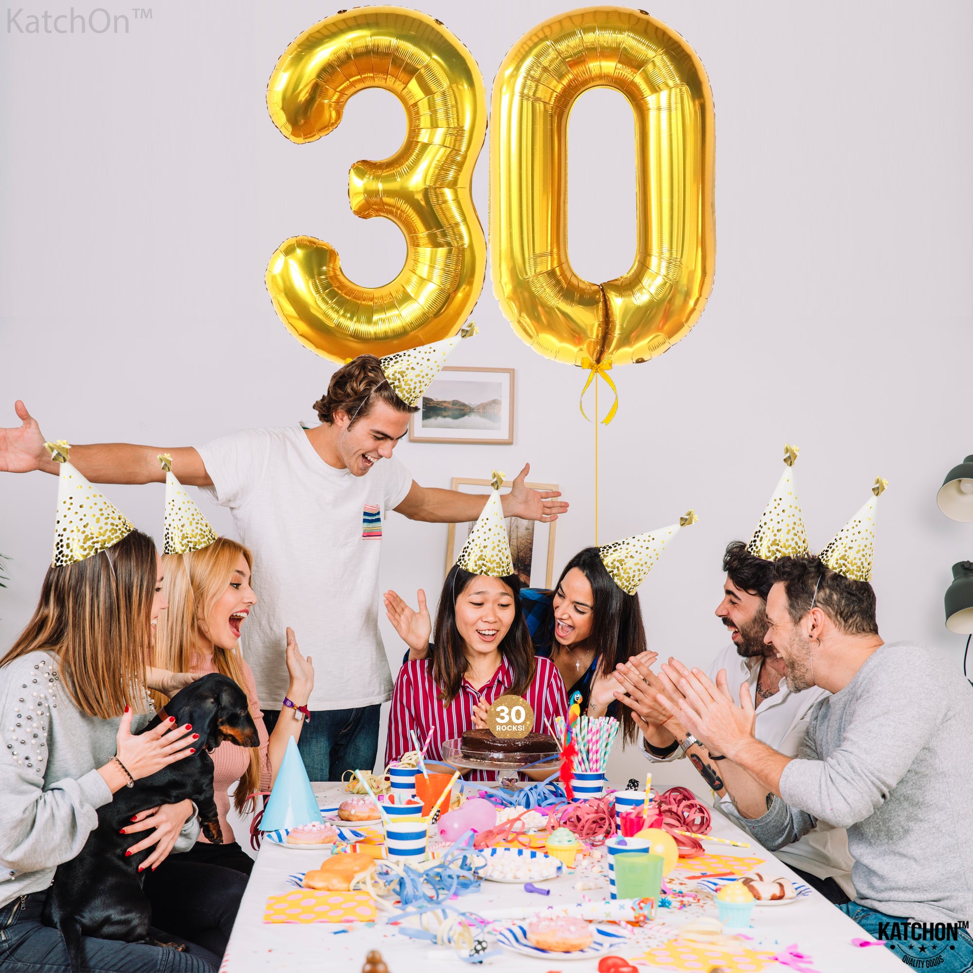 Katchon, Gold 30 Balloon Numbers - 40 Inch | Gold 30th Birthday Balloons for Happy 30th Birthday Decorations for Him | 30th Balloons for Him | Gold 30 Balloons for 30th Birthday Decorations for Her