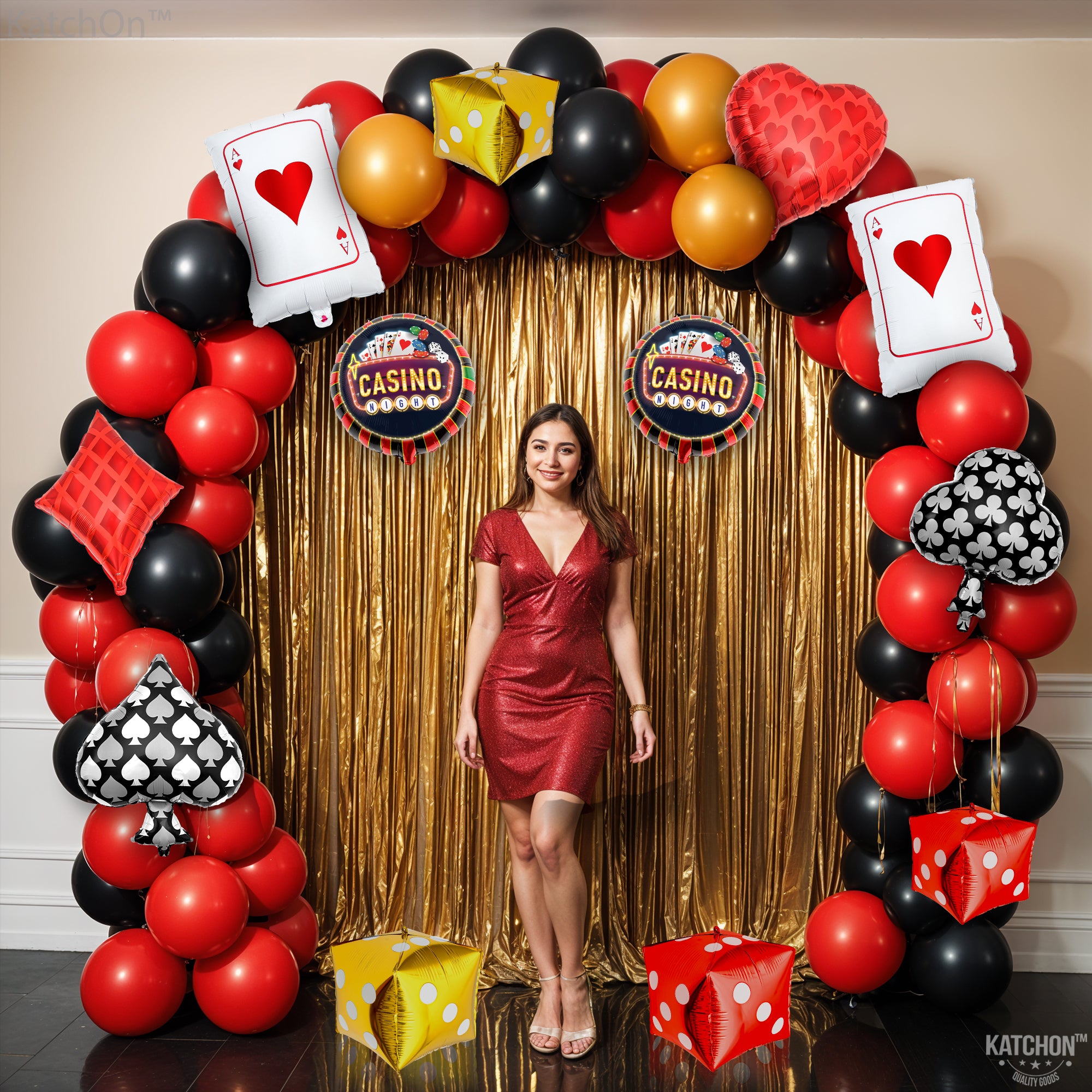 KatchOn, Dice and Cards Casino Balloons - 24 Inch, Pack of 12 | Casino Theme Balloons for Casino Party Decorations | Dice Balloons, Casino Theme Party Decorations | Poker Balloons, Casino Decorations