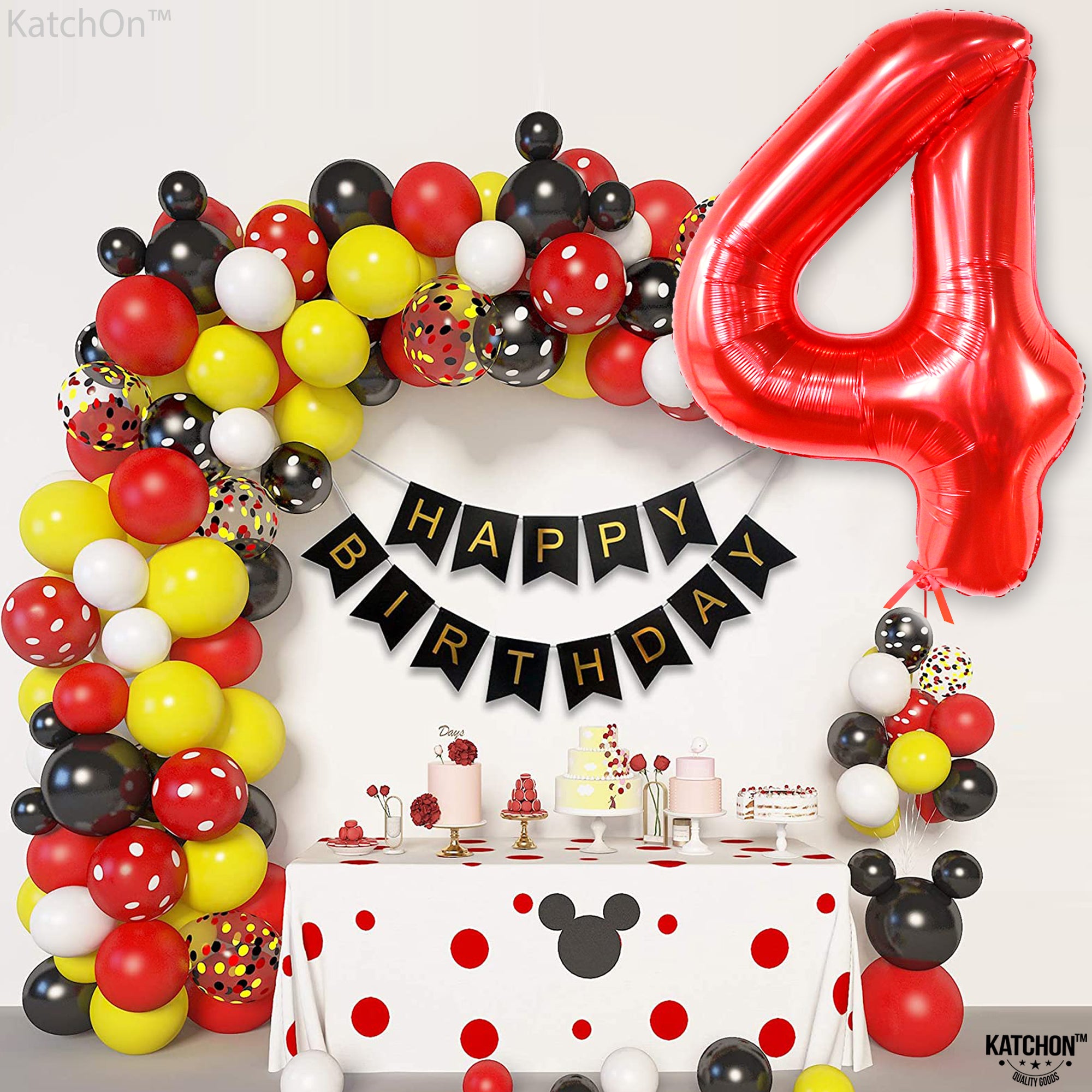 KatchOn, Giant Red Number 4 Balloon - 40 Inch | 4th Birthday Balloon, 4 Year Old Boy Birthday Decorations Boy | 4 Year Old Balloon, 4th Birthday Decorations for Boys | 4 Year Old Birthday Balloons