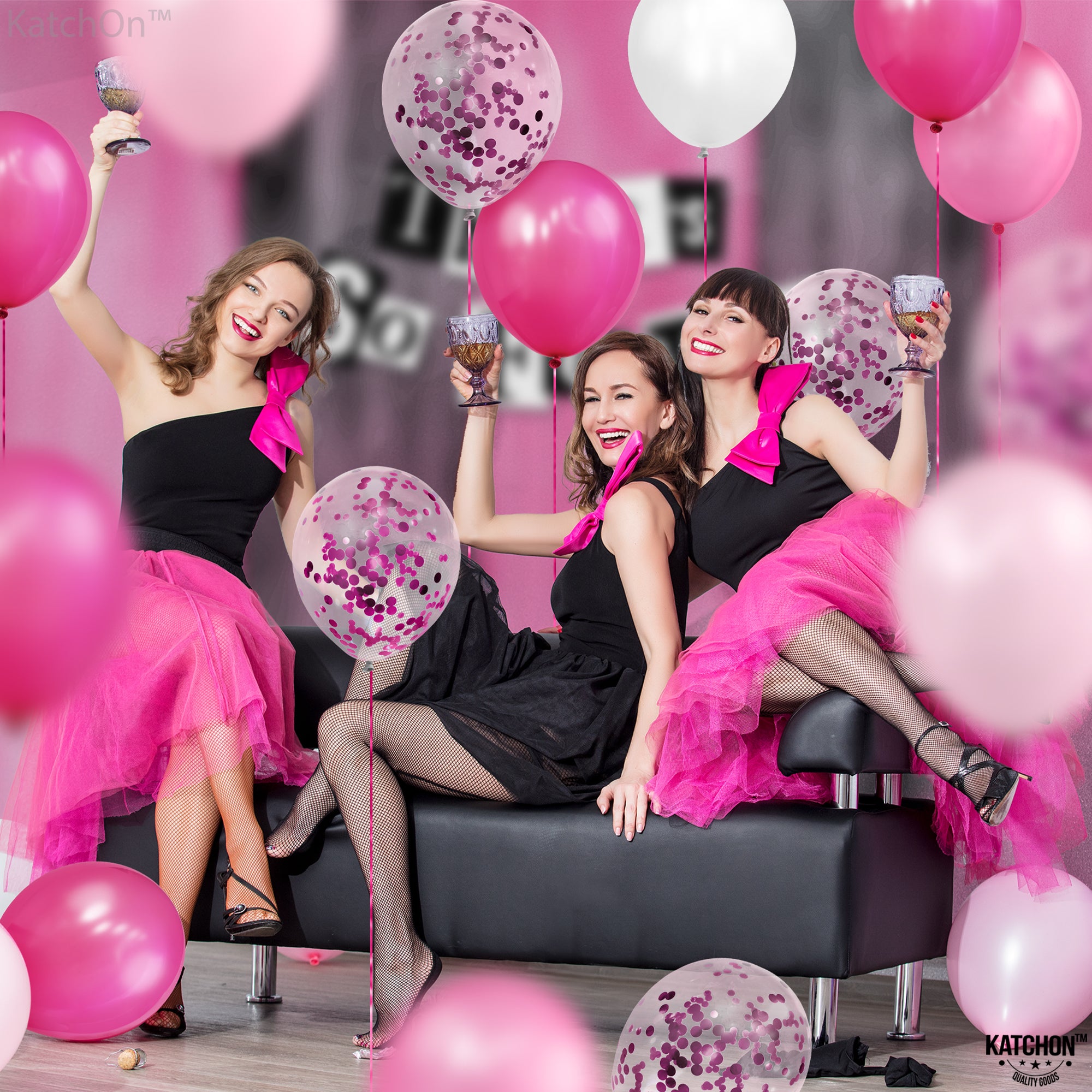 KatchOn, Metallic Pink Balloon Arch Kit - 12 Inch, Pack of 60 | Metallic Pink Balloons for Galentines Day Decorations | Valentines Day Decorations | Pink Confetti Balloons for Pink Party Decorations