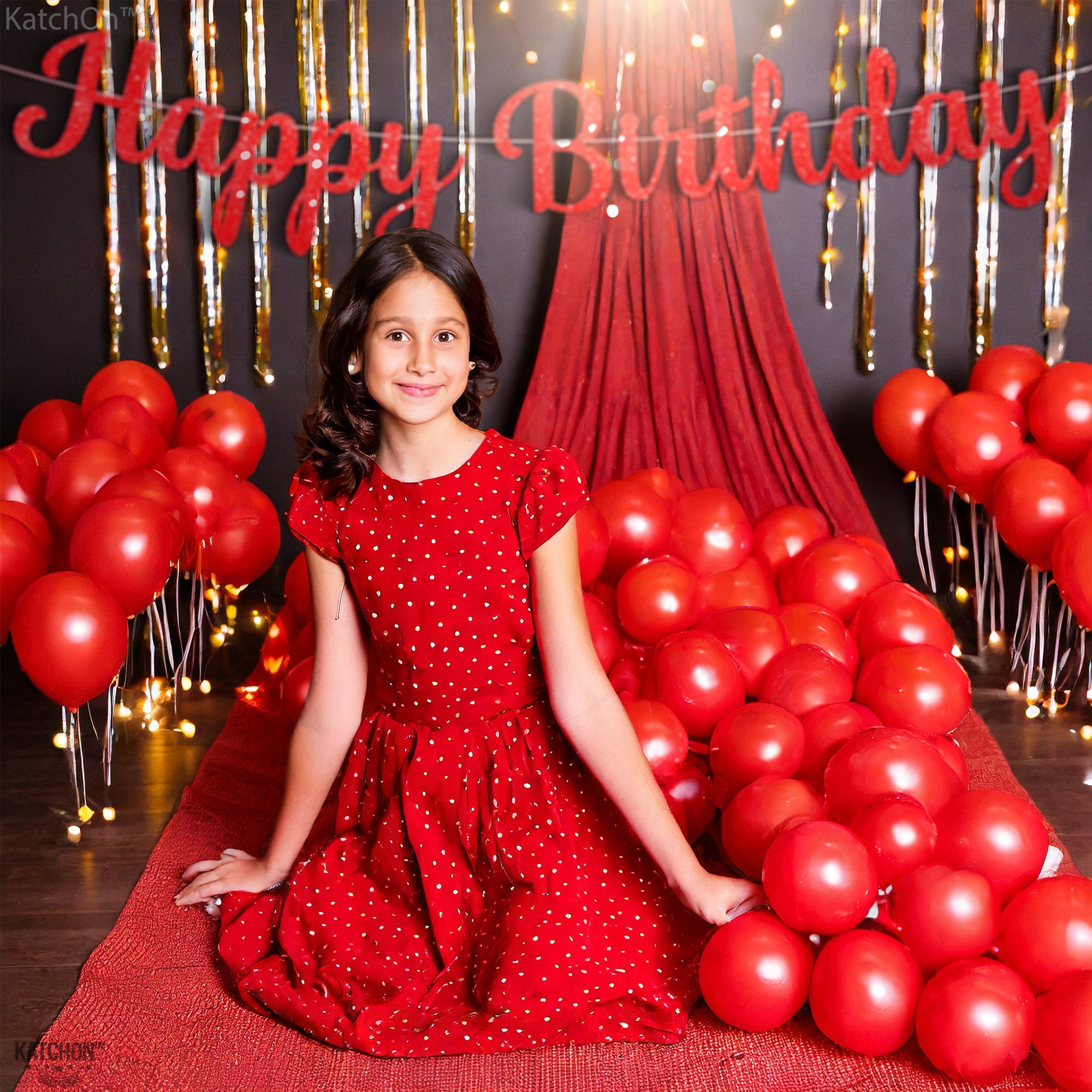 KatchOn, Red Latex Balloons Set - Large, Pack of 150 | Red Balloons Garland Kit, Valentines Day Decorations | Red Shiny Balloons, Red Party Decorations | Valentines Balloons, Valentines Decorations