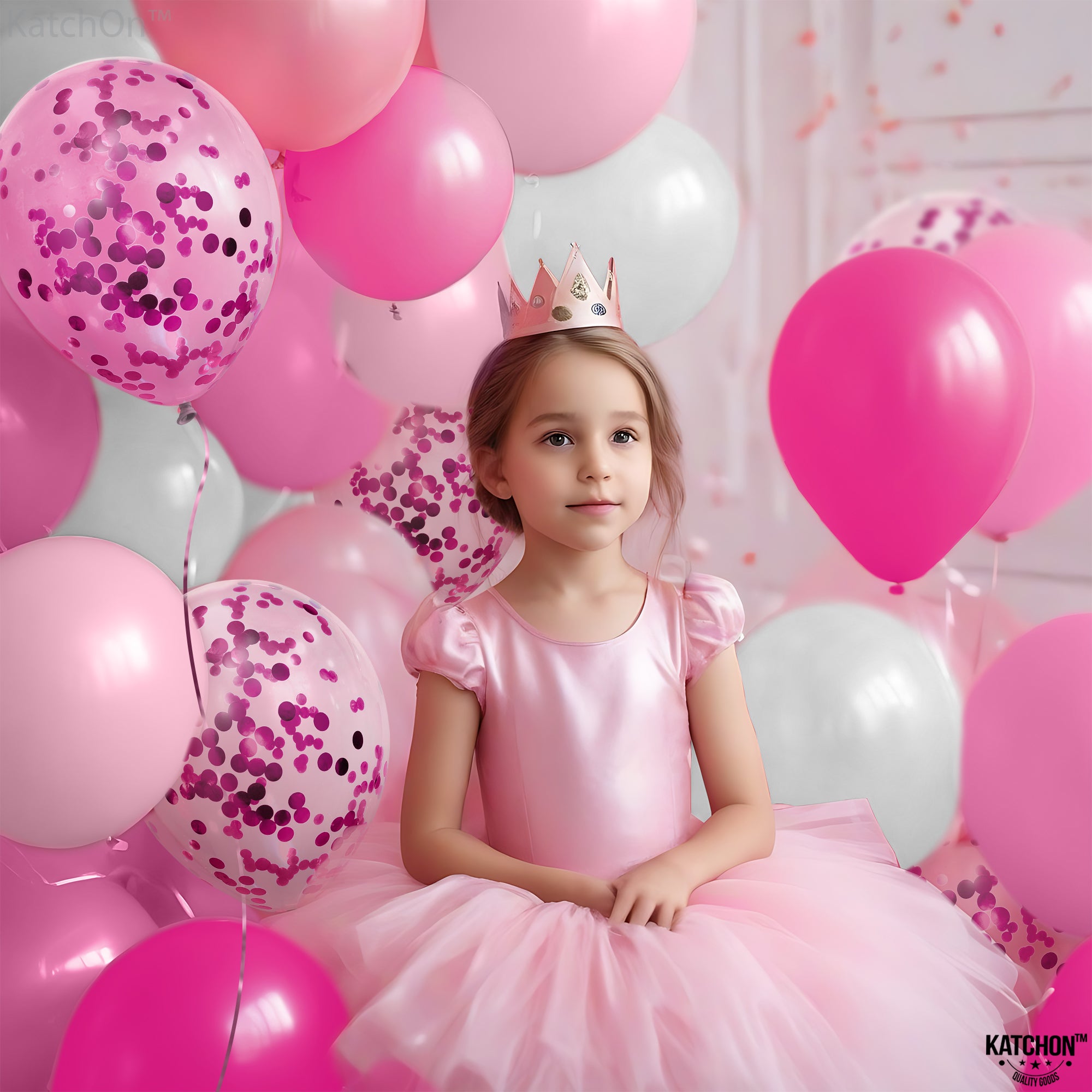 KatchOn, Metallic Pink Balloon Arch Kit - 12 Inch, Pack of 60 | Metallic Pink Balloons for Galentines Day Decorations | Valentines Day Decorations | Pink Confetti Balloons for Pink Party Decorations