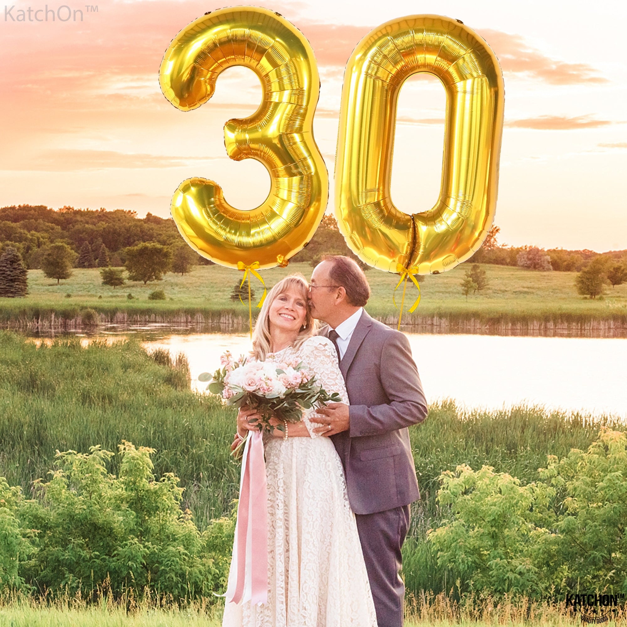 Katchon, Gold 30 Balloon Numbers - 40 Inch | Gold 30th Birthday Balloons for Happy 30th Birthday Decorations for Him | 30th Balloons for Him | Gold 30 Balloons for 30th Birthday Decorations for Her