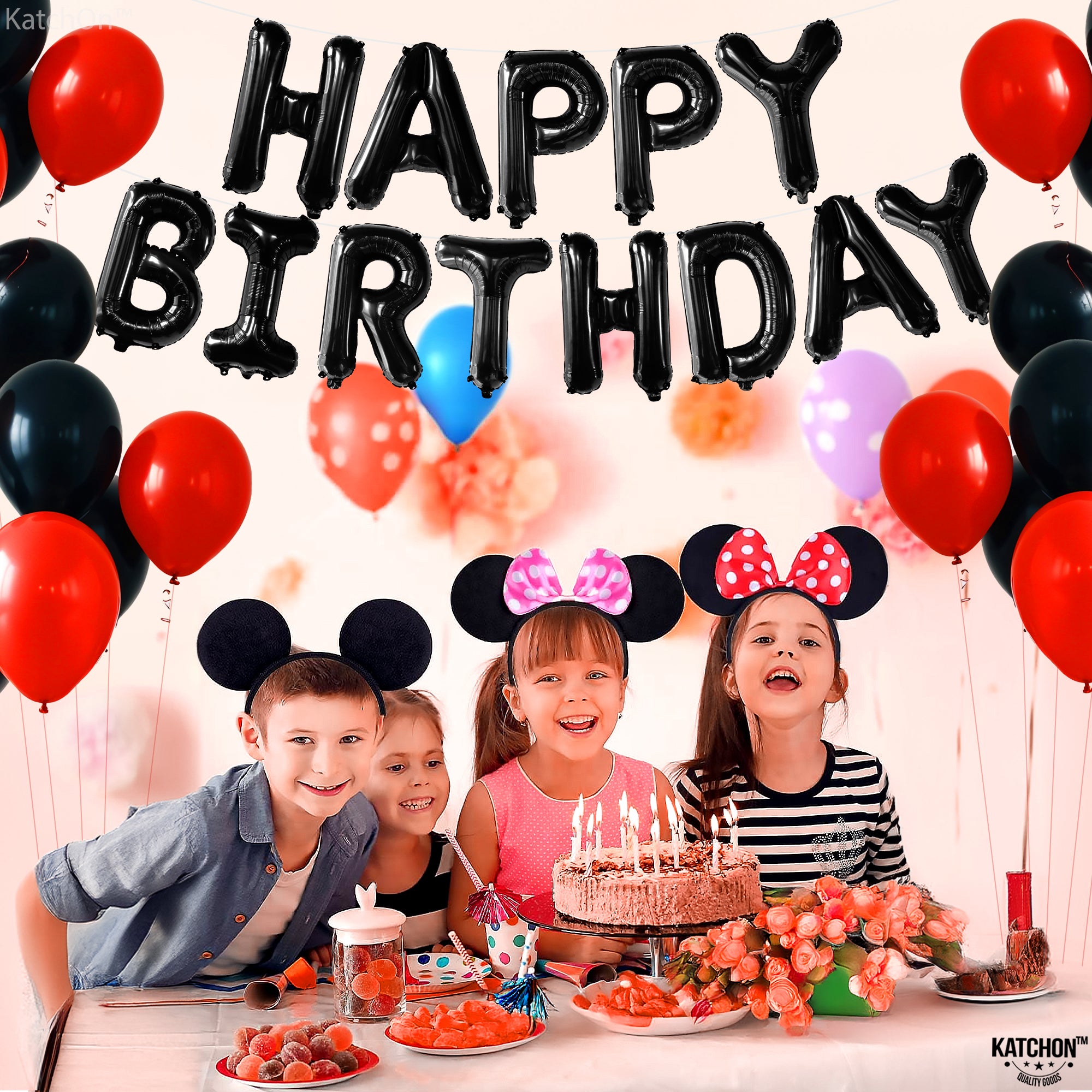 KatchOn, Black Happy Birthday Balloons Letters -16 Inch | Black Happy Birthday Banner | Happy Birthday Black Balloons | Black Happy Birthday Balloon Signs | Black Happy Birthday Decorations for Men