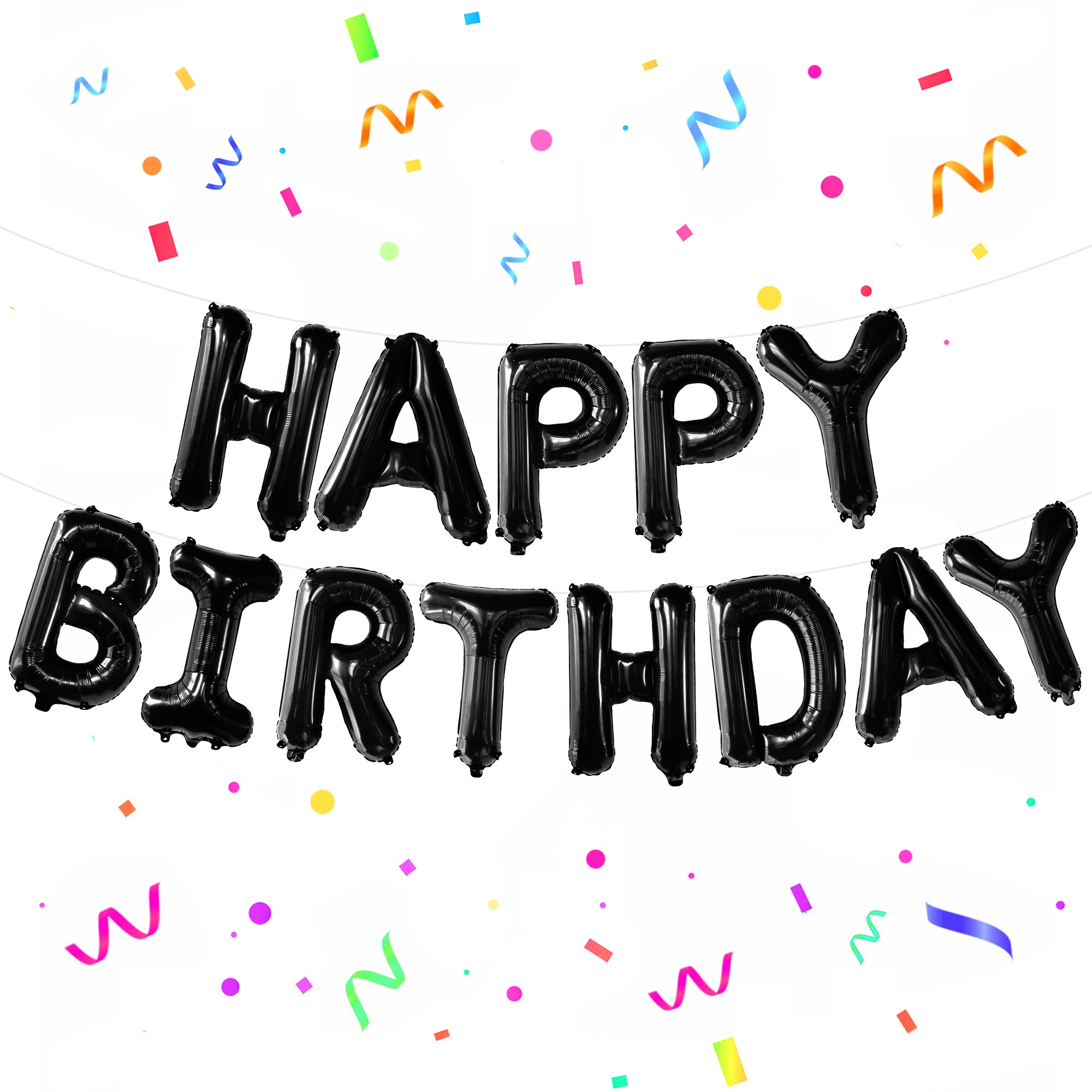 KatchOn, Black Happy Birthday Balloons Letters -16 Inch | Black Happy Birthday Banner | Happy Birthday Black Balloons | Black Happy Birthday Balloon Signs | Black Happy Birthday Decorations for Men