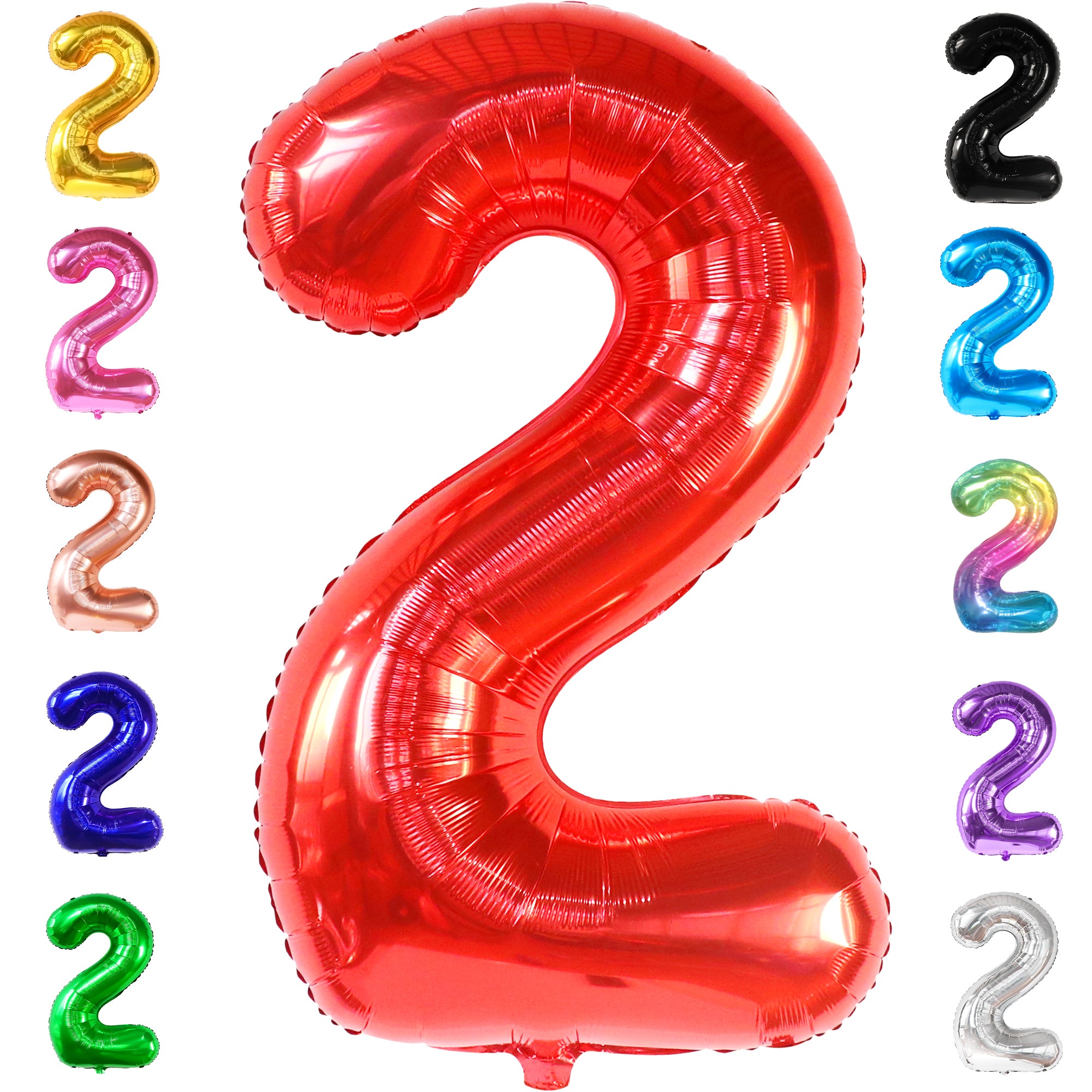 KatchOn, Giant, Red Number 2 Balloon - 40 Inch | 2nd Birthday Balloons for Two Fast Birthday Decorations | Red 2 Balloon Number, 2nd Birthday Decorations for Boys | Plim Plim Birthday Party Supplies