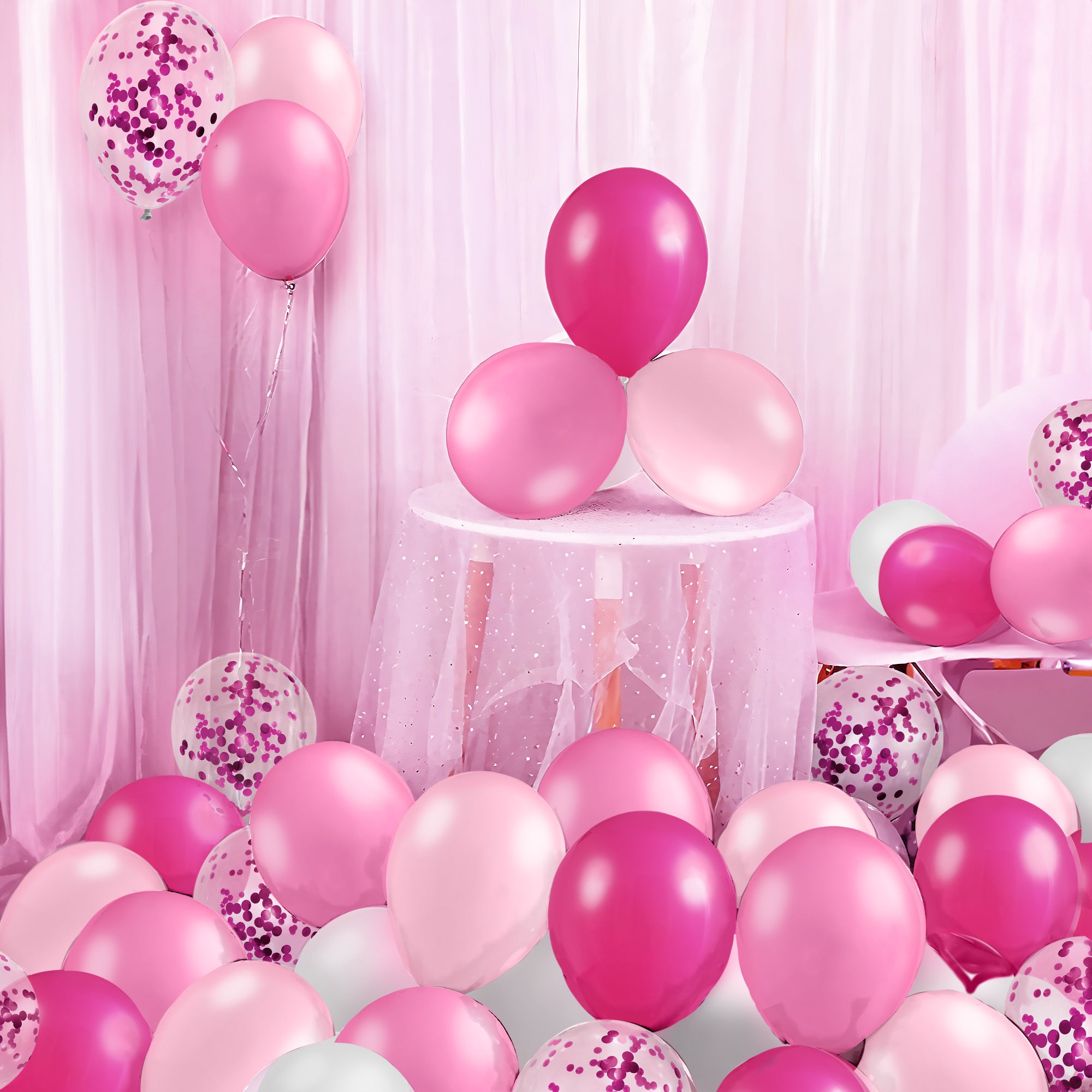 KatchOn, Metallic Pink Balloon Arch Kit - 12 Inch, Pack of 60 | Metallic Pink Balloons for Galentines Day Decorations | Valentines Day Decorations | Pink Confetti Balloons for Pink Party Decorations