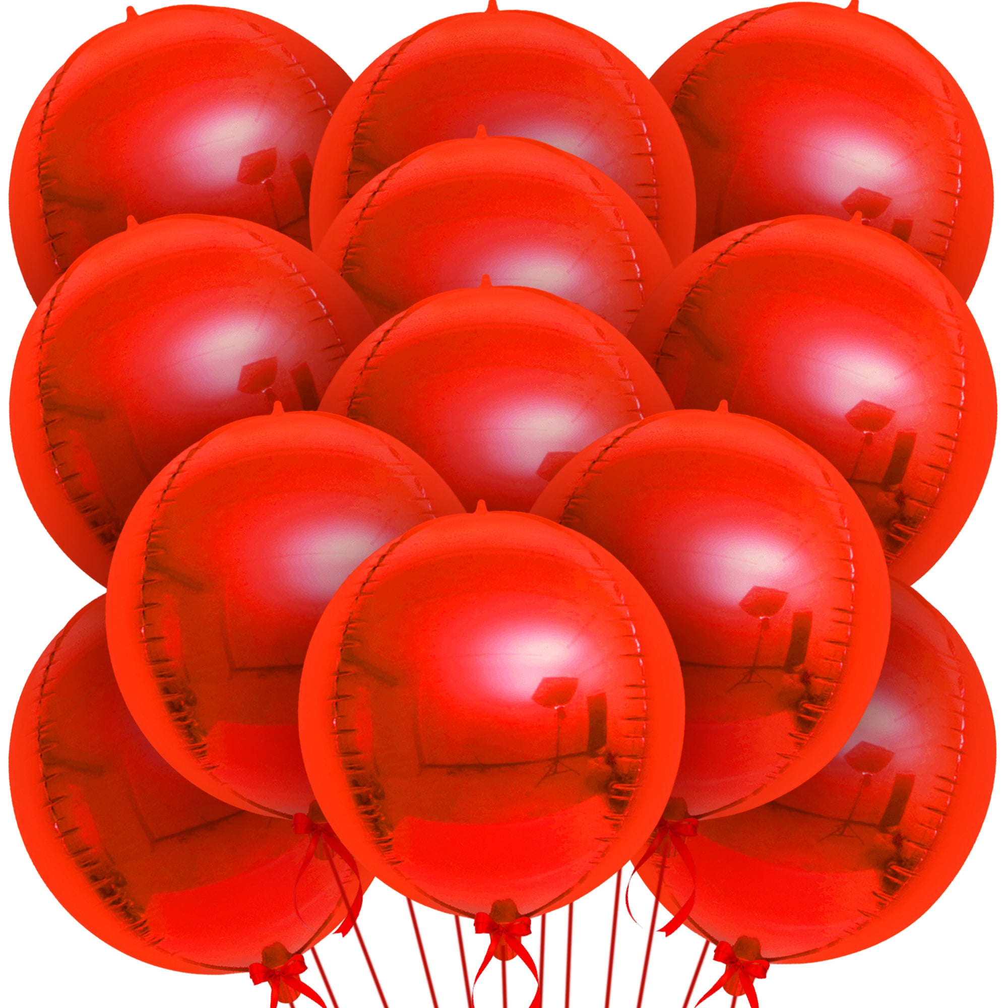 KatchOn, Metallic Red Balloons - 22 Inch, 12 Pieces | 4D Sphere Red Metallic Balloons, Valentines Day Decorations, Red Party Decorations | Red Foil Balloons, Red Mylar Balloons, Valentines Balloons