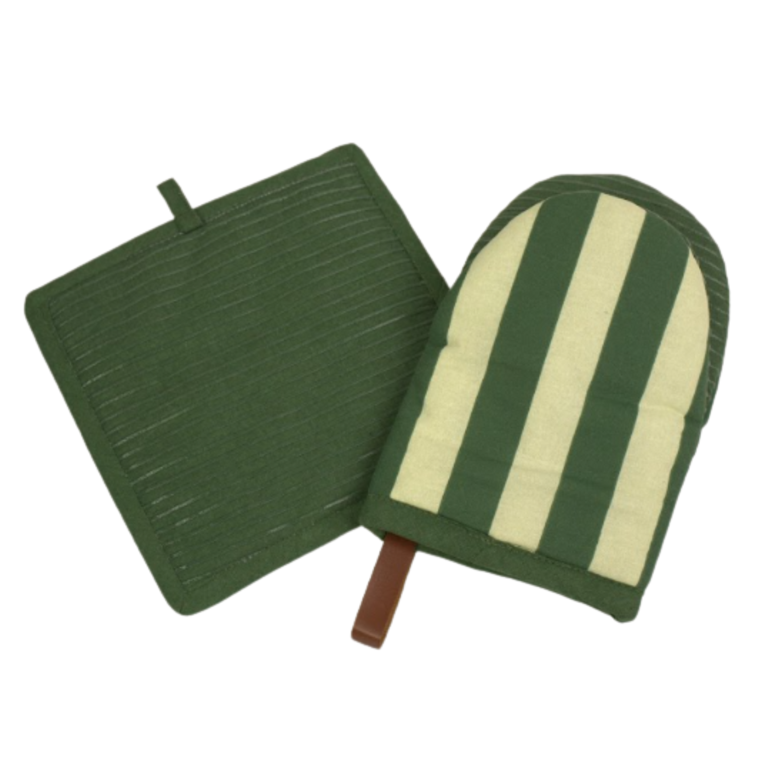 Folkulture Singles Matcha Mini Mitt & Potholder | 100% Cotton with Non-Slip Silicone Grip | Heat Resistant Oven Mitt Set | Durable & Washable - Matcha