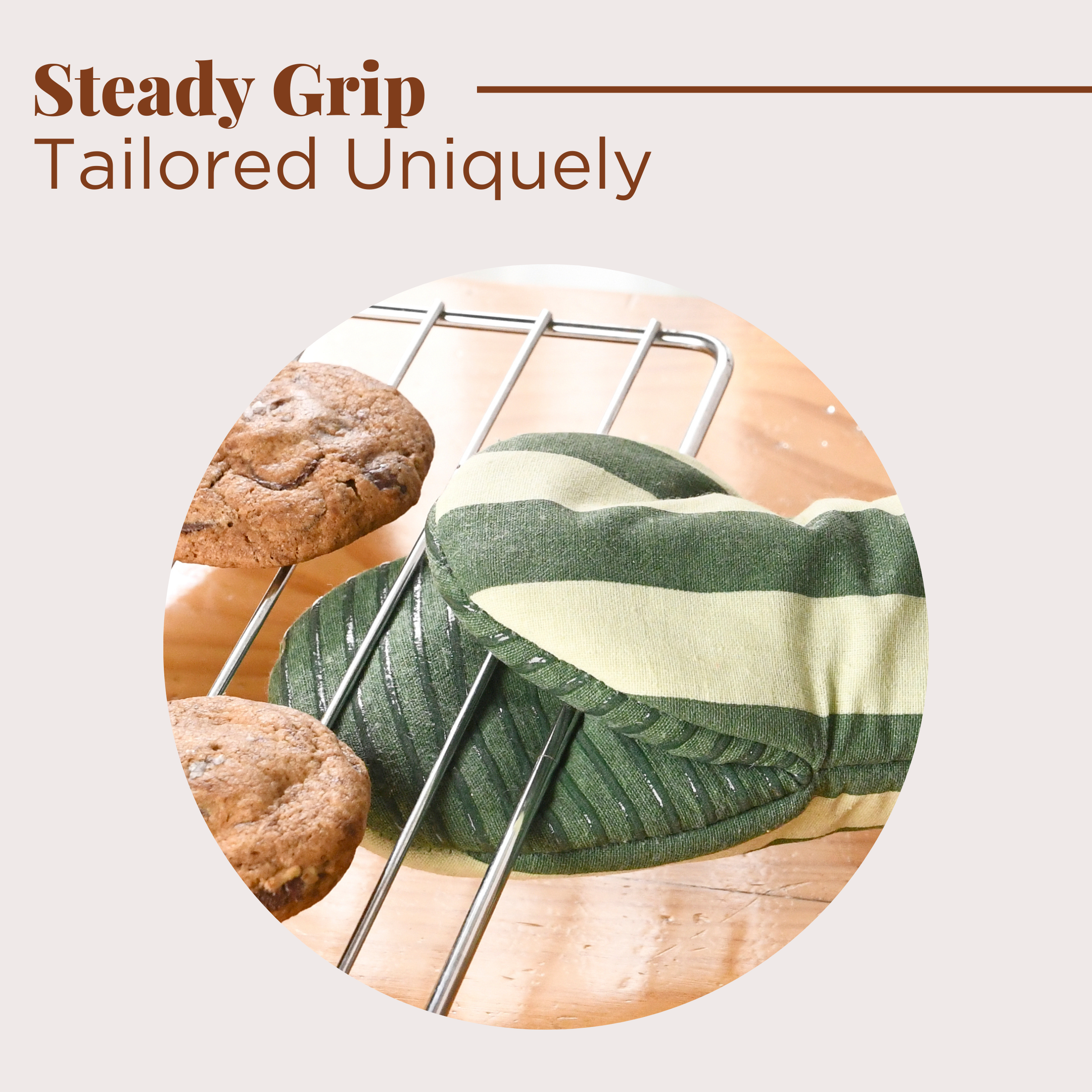 Folkulture Singles Matcha Mini Mitt & Potholder | 100% Cotton with Non-Slip Silicone Grip | Heat Resistant Oven Mitt Set | Durable & Washable - Matcha