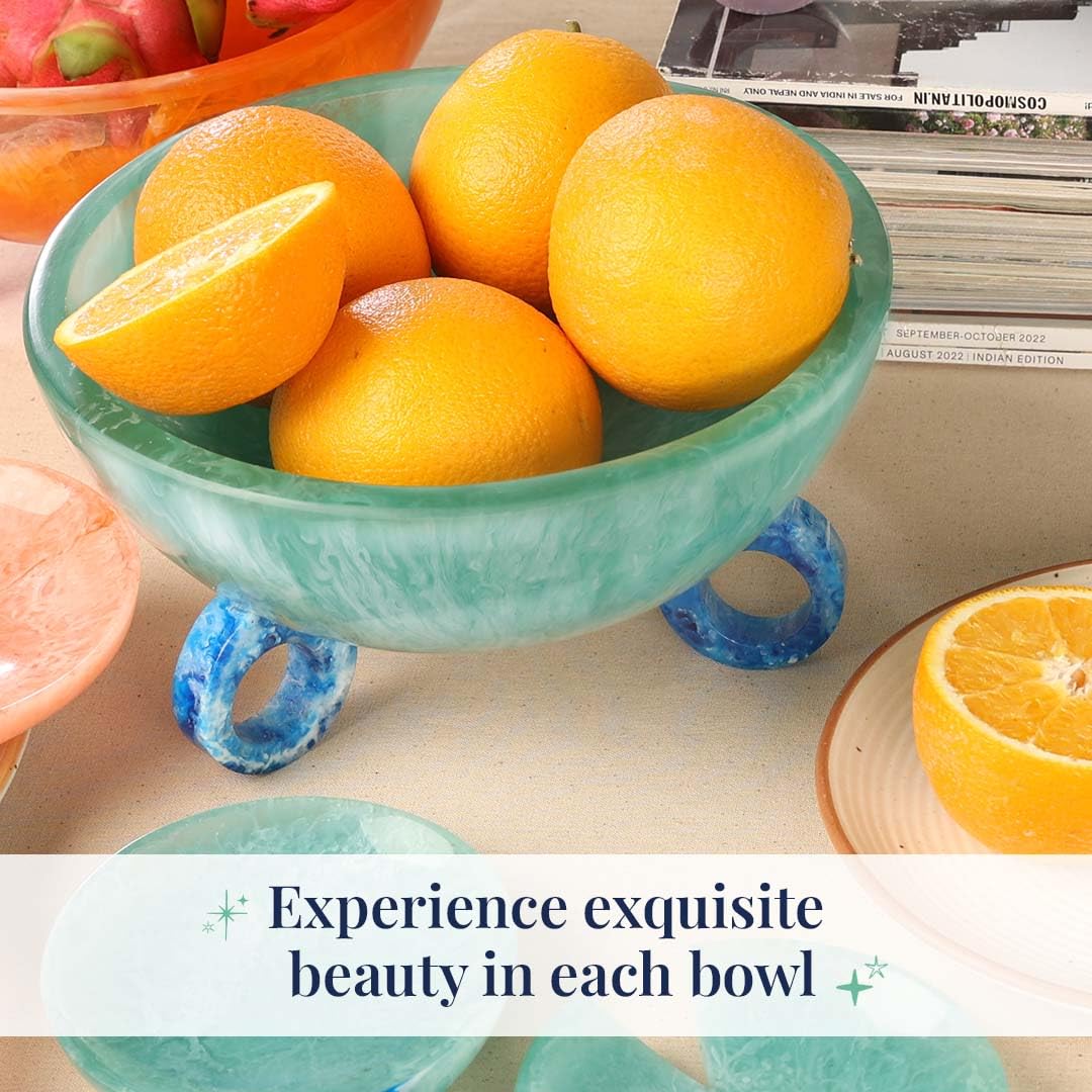Folkulture 9" Resin Fruit Bowl | Decorative Pedestal Bowl for Kitchen Counter, Coffee Table Décor & Modern Centerpiece Table Decorations