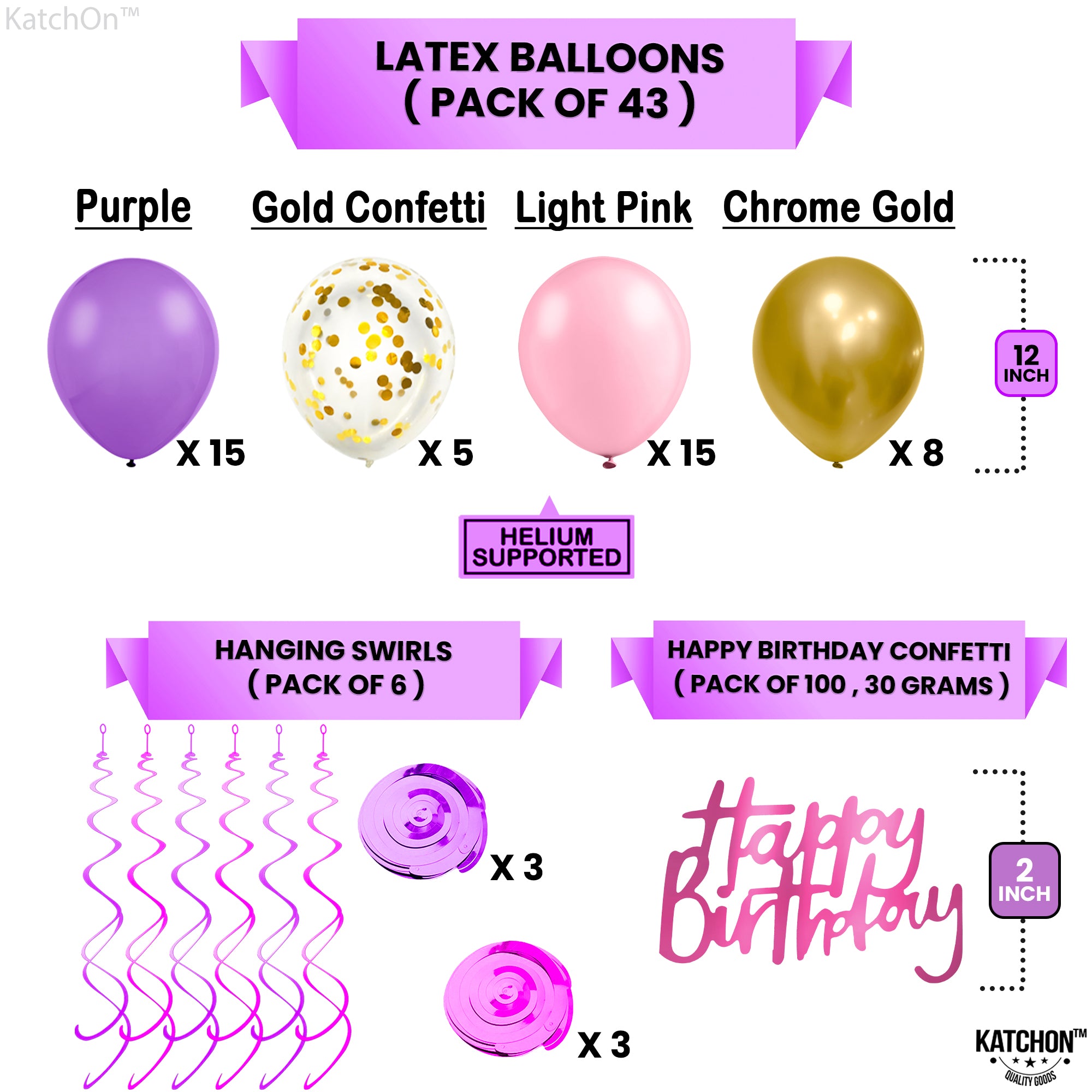 KatchOn, Pink and Purple Birthday Decorations - Huge, Pack of 66 | Purple Happy Birthday Banner | Pink, Purple and Gold Tassel Garland | Birthday Party Decorations Purple | Girl Birthday Decorations
