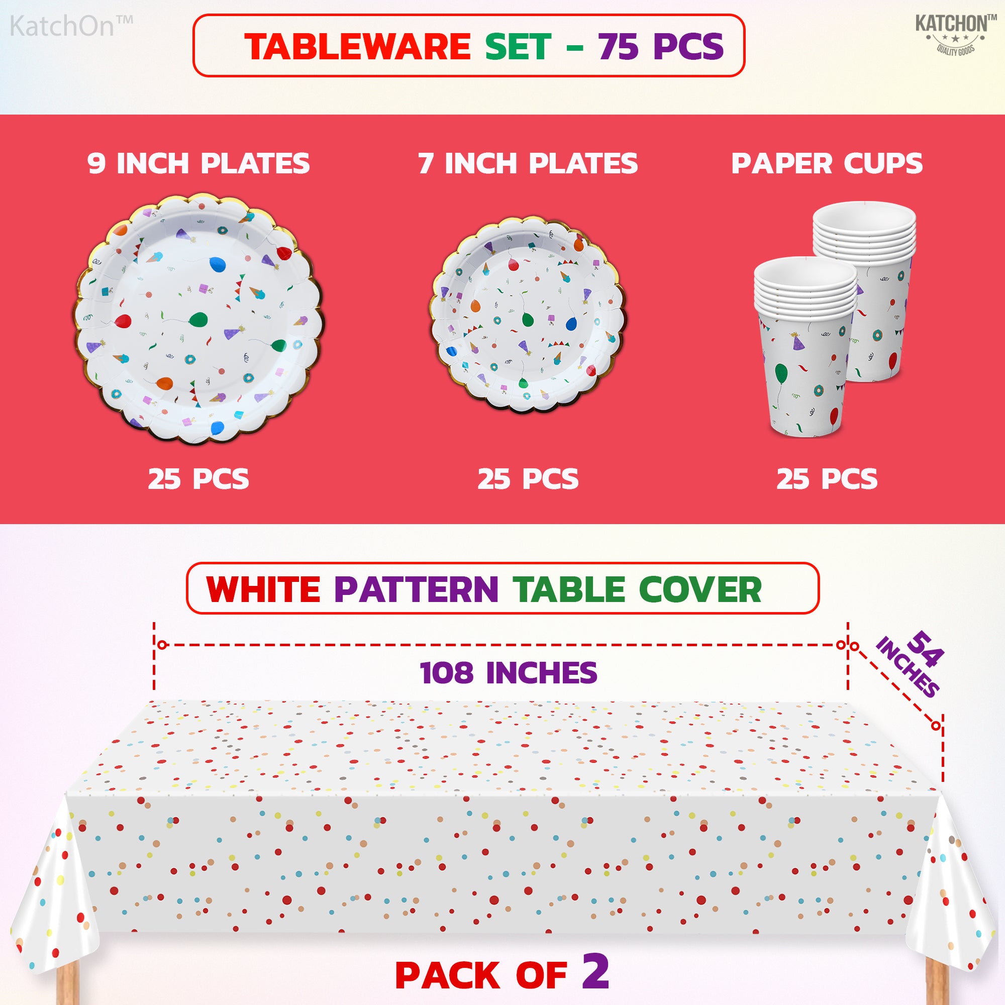 KatchOn, Rainbow Happy Birthday Decorations - 149 Pcs, Serve 25 | Rainbow Party Supplies | Rainbow Birthday Decorations | Happy Birthday Banner | Rainbow Birthday Party Decorations | Rainbow Party Kit